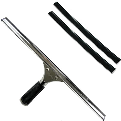 GBPro Professioneller Fensterabzieher aus Edelstahl, 45 cm, maschinengeschnittene hochwertige Gummiblätter, 2 Stück