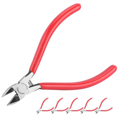 HAUTMEC 12,7 cm präzises kleines bündiges Schneiden von Ingenieur-Drahtschneiderzange, 5 Stück, mit Positionierungsstift für feines Scheren, perfekt zum Schneiden von Leiterplatten, elektronische