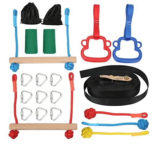 Leapiture Kinderspielplatz-Ringe-Set, Krieger-Hindernisparcours Für Kinder, Klettergerüst, Ringe, Klettergerüst, Zubehör Für Hinterhof-Spielplatz Im Freien