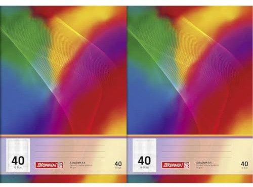 Brunnen 104494202 Schulheft A4 (16 Blatt, 5 mm kariert, mit Rand, Lineatur 40) (Packung mit 2)