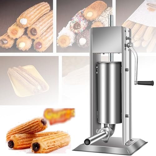 NVYAZJ Insaccatrice per Salsicce Verticale Resistente, riempitrice per Ciambelle alla Frutta Latina con 7L/10L/15L 4 Tipi di ugelli intercambiabili Inclinato in Acciaio Inossidabile smontabile