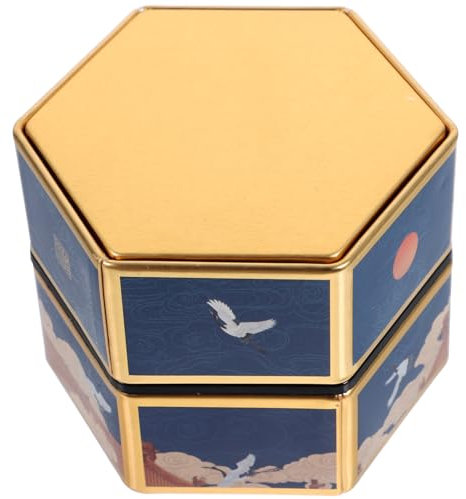 PRETYZOOM Jar De Galletas MetáLico Con Tapa HerméTica DiseñO Chino 9.20X9.20X7.00cm Contenedor Para Té Café Y Galletas DecoracióN Del Hogar