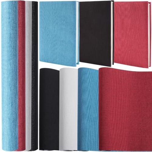 CRASPIRE 4 Pz 51x11.8 Panni per Libri in Lino 4 Colori per Libri A4-A8 Rilegatura Superficie in Tessuto Copertina per Libri con Retro in Carta Libri Album Scrapbooking Archival Fai da Te Copertura