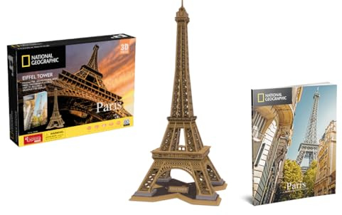 EXPLORA - Eiffel Tower - 3D Puzzle - 540203-80 Pieces - Historical Monument - Level 5 - Without Glue or Scissors - Paris - Construction Game - National Geographic License - From 8 years