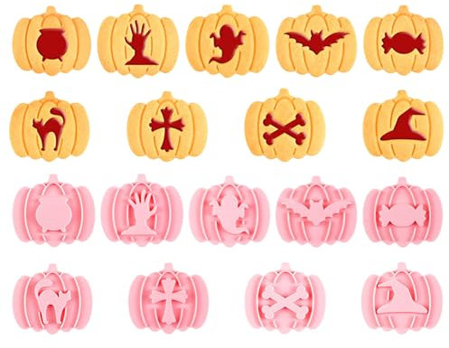 Halloween Keksausstecher, 9 Stück Halloween Ausstechformen Halloween Plätzchen Ausstecher Kürbis Platzchenformen Kinder Geist Keksausstecher Halloween Ausstecher Stempel für Halloween Herbst (A)
