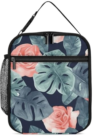 NONHAI Isolierte Lunchtasche für Damen und Herren, auslaufsicher, wiederverwendbar, Aquarell-Monstera-Muster, Kühltasche für Arbeit, Büro, Picknick, Strand