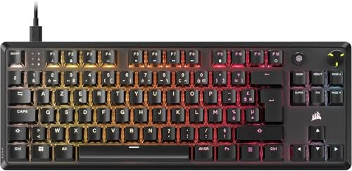 Corsair K70 Core TKL RGB Clavier de Jeu Mécanique sans Clé – Interrupteurs Linéaires MLX Red v2 Pré-Lubrifiés – Double Couche d'Atténuation du Son – Capuchons de Clé en ABS – AZERTY FR – Noir