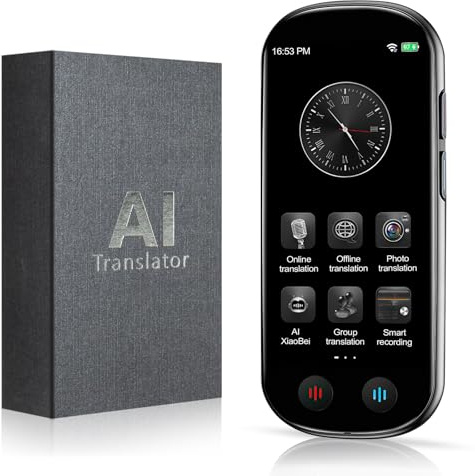 Traductor con salida de voz, Traductor AI con pantalla táctil de 4.1 pulgadas, Traducción de voz bidireccional en tiempo real, de 138 idiomas, Traducción offline, grabación y traducción de fotos para