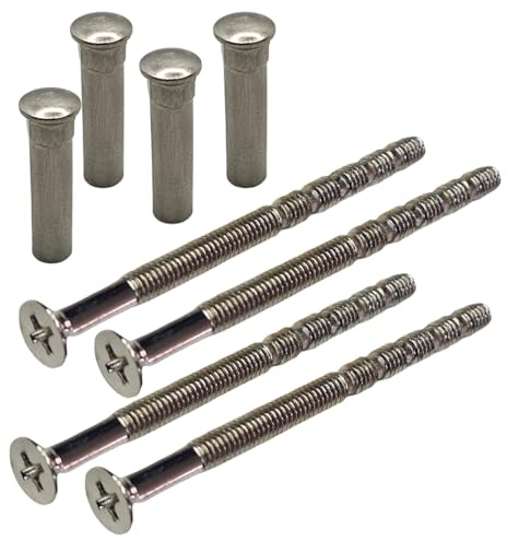 Lot de 4 vis de poignée de porte M4 x 60 mm chromées avec boulon de sécurité chromé, manchon mâle vers Fe-mâle, vis de connexion pour poignée de porte, boutons, rosaces et autres