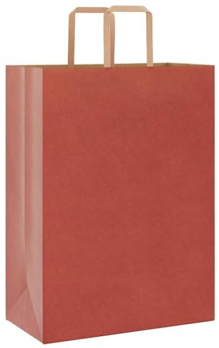 vidaXL Papiertragetaschen 50 Stk., Papiertüten mit Henkeln, Kraftpapiertüten, Geschenktüten für Einkaufen Hochzeiten Verpackungen Partys Geburtstag Weihnachten, Rot 32x17x44cm