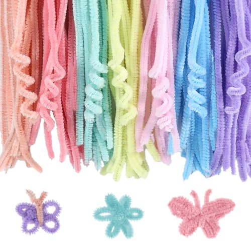 200 Stück Pfeifenreiniger Pastell 30cm, Pfeifenputzer zum Basteln,Chenilledraht Biegeplüsch Kunst, Pfeifenreiniger zum Basteln für Kinder Bastelprojekte und Dekorationen, Macaron Farben