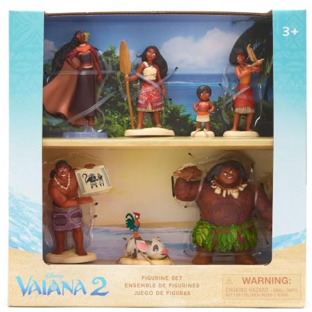 Disney Store Official Set da gioco con figurine Oceania 2, 7 figurine giocattolo, Simea, Maui, Pua con Hei Hei, Matangi, Loto e Mon
