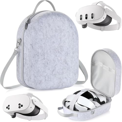 Ploiwue Large 3/3S Hard Protective Case for VR Headset 3/3S - Shockproof Storage Bag Compatible with Official/Elite Shoulder Strap, Travel-Friendly VR Accessories Carrying Case