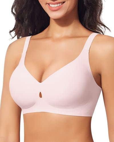 Ganado Reggiseno Senza Ferretto Reggiseno Donna Senza Cuciture Push Up Scollo a V Comodo Imbottito, S, Rosa