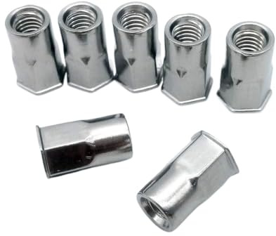 Écrou à rivet, écrou à inserts filetés, 150 pièces en acier inoxydable à tête réduite écrou à rivet hexagonal en acier inoxydable M8 grande quantité