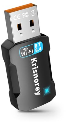 Krisnorey 2-in-1 Wi-Fi 6 Bluetooth 5.4 USB Adapter for PC Laptop, AX900Mbps 2.4G/5GHz Wireless WiFi Network Dongle Pre-Installed Driver for Windows 11 10 Desktop, Plug n Pair Headset, Keyboard, Mice