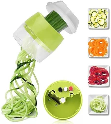 Affettatrice a spirale 4 in 1 portatile, affettatrice a spirale regolabile, affettatrice a spirale per verdure, carote, cetrioli, zucchine, zucchine, spaghetti per patate, zucca