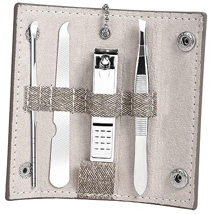 EPIGEIST 4 pièces Kit Manucure Professionnel avec Pince à Épiler Coupe Ongles et Cure Oreille Inoxydable Antirouille Ensemble Complet pour Soin des Mains Visage et Durable et Rangement