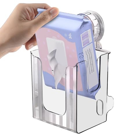 Qkbuza Scatola porta fazzoletti da parete, scatola portaoggetti per salviette da cucina, ricaricabile, antiscivolo, con, dispenser per salviette umidificate, per asilo, asciugamani, bagno