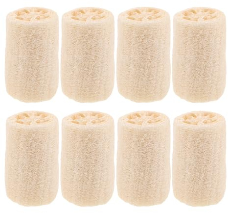 HAPINARY 8 Pièces Éponge Exfoliante Luffa Naturelle pour Cuisine Gommage Doux Peau Relaxant et Nettoyage Vaisselle sans Produits Chimiques