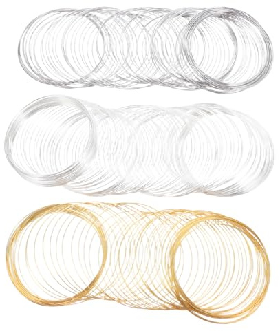 AKOOSY 3 rullar minnestråd för armband, flexibel metalltråd för skapande DIY smycken för armband, halsband och örhängen, mångsidiga pärltillbehör