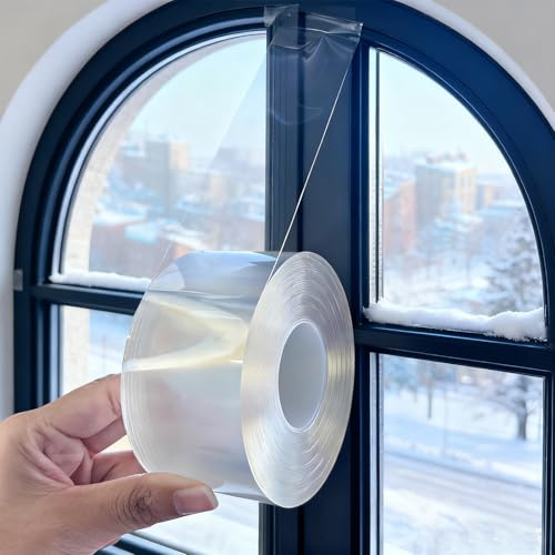 Fensterdichtung, 5Cm x 10m Transparent Selbstklebend Fenster Dichtungsband, Fensterdichtung Selbstklebend, Fensterdichtband zur Abdichtung von Türen Fenstern Gegen Kälte Zugluft Staub Regen
