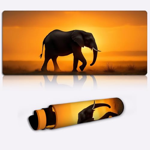 elephant s golden journey Gaming Mouse Pad Non-Slip Rubber Base Pad Office Home Novelty Printed Desk Accessory Laptop Desktop Printed Art Ergonomic 600 * 350 * 4mm