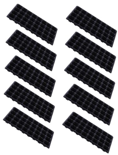 VICASKY 10 Pezzi Vassoi Germinazione Piante Spessi in Plastica Nera Alveoli Semenzaio Riutilizzabile per Germinazione e Coltivazione in Esterno e Interno