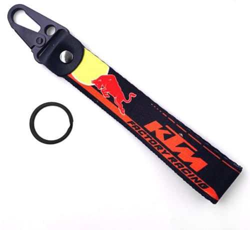 Moto Polyester Broderie Porte-clés pour KTM Pendentif Porte-clés Boucle Suspendue Lanière Porte-clés Moto Portable Polyvalent Durable Accessoires,Black-A