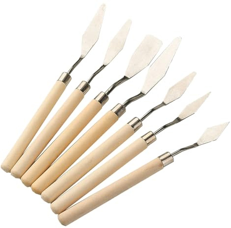 Espátula de pintura: juego de pintura acrílica, kit de raspador de 7 | piezas, colección de espátulas de arte, construcción duradera de acero inoxidable, diseño de hoja flexible, herramienta de