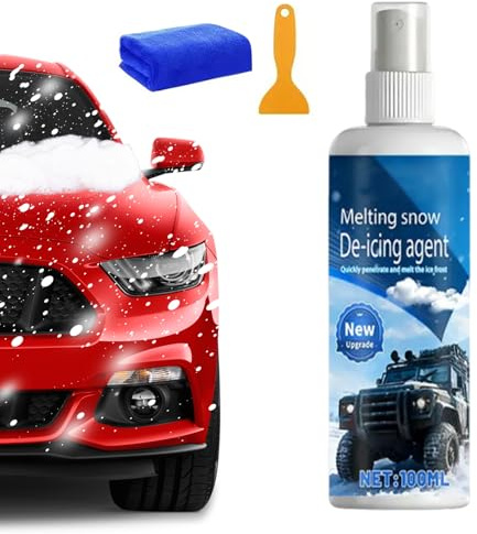 Spray de dégivrage de pare-brise | Agent de dégivrage de glace de 100 ml | Vaporisateur de fonte de neige de véhicule | pour essuie-glace de voiture, camping-car, camion, garage, autoroute, parking