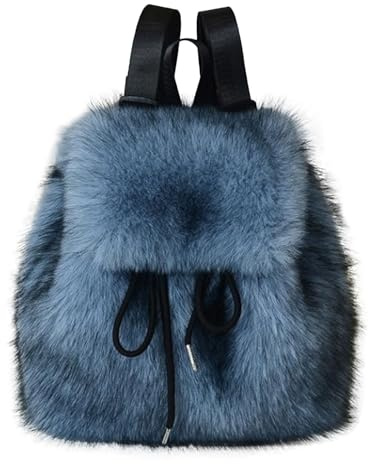 Generico Mochila de peluche con cordón, bolsa para pelo falso peludo, mochila con correa ajustable con funcionalidad ligera, bolsa de libros de peluche a mochila, mochilas de diseño elegante, viajes