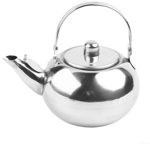 Solaughguy Stainless Steel Teapot with Strainer| Mirror Polished Kettle for Coffee and Tea Brewing| Leak-Proof Spout| For Long lasting Metal Infuser Pot for Home Kitchen|(1L)