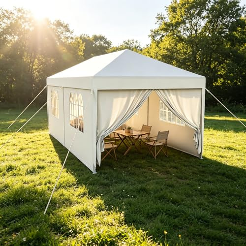 Alpstorm Pavillon Steckpavillon 3x6m wasserdicht & UV50+ – Höhenverstellbares Gartenzelt mit 4 Seitenwänden, stabil & Winterfest – Partyzelt für Garten, Camping, Terrasse – Weiß