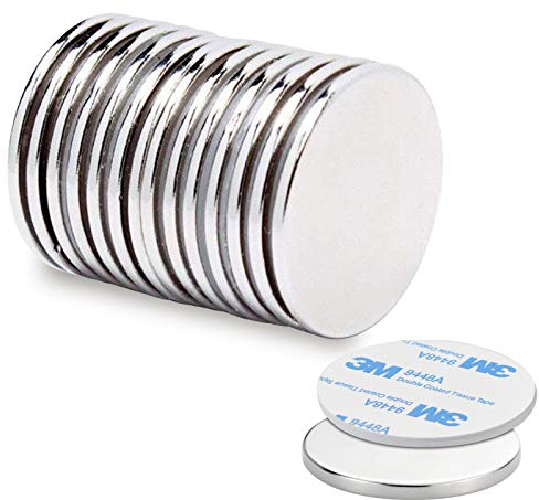 onehous 10 Stück Neodym Magnete, Seltenerdmagnete mit Selbstklebende, 32mm X 2mm rund & extra stark N52 Magnete für Whiteboard, Kühlschrank, Fotos, Magnetstreifen, Magnettafel, Fotoseil, Basteln