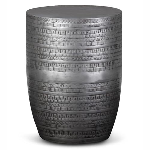 SIMPLIHOME Johnsen Metalltisch, Metall, silberfarben antik-Optik, 15 in
