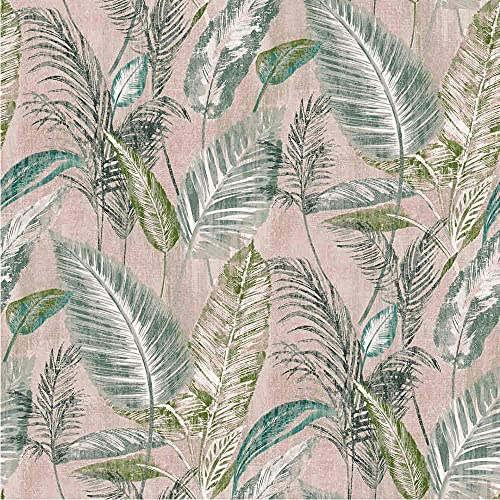 Kt KILOtela - Dekostoff Halbpanama Baumwolle, Home-Accessoires, Tischdecken, Kissen, Vorhänge, Taschen, 280 cm Breite, Meterware ab 0,5 m, Preis Gilt für 0,5 m, Tropische Pflanzen, Grün, Braun