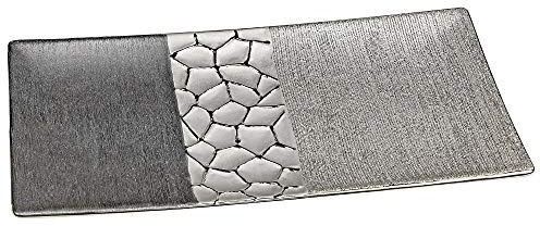Formano Deko-Teller aus Keramik, Länge: 39 cm, Breite: 17 cm, Silber-Grau, 1 Stück