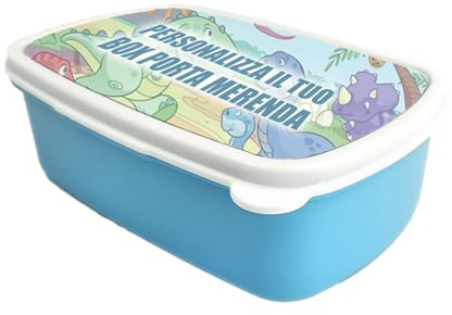 GIFART Box Porta merenda/Pranzo Personalizzabile con Foto - Personaggio - Nome (AZZURRO)
