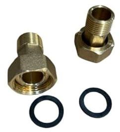 Sanvo Verschraubungssatz (2-teilig) für Wasserzähler und andere Rohrbauteile wie z.B. Druckminderer, Filter, 3/4 Zoll Überwurfmutter x 1/2 Zoll Aussengewinde 1 Paar