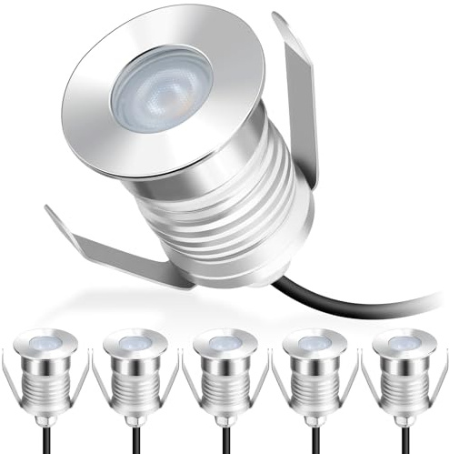 Gardencoin Outdoor Recessed LED Lights, Heavy Duty Soffit and Deck Lighting Flush Mount, 12-24V Low Voltage Landscape In Ground Well Light, Underwater Pond Light, Dimmable Widely Used, 6pack