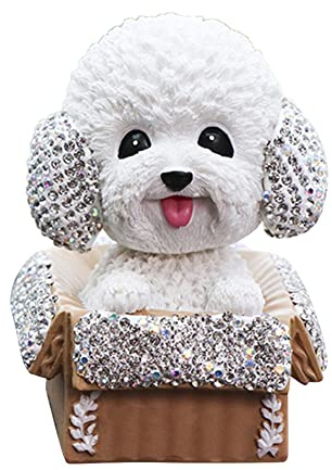 BakerMiche Schüttelnder Kopf Hund Auto Armaturenbrett Ornamente Wackelkopffiguren Simulation Wackelnder Hund Kristallharz Welpen Puppen Home Office Desktop Auto Innendekoration Kreative Geschenke