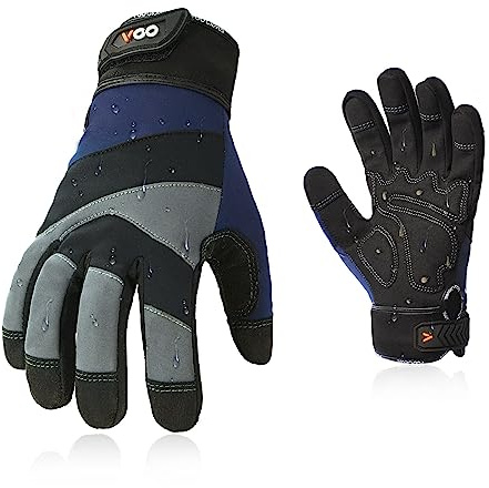 Vgo... Work Gloves Men, Mechanic Gloves for Men, Anti Vibration Gloves for Power tools, Water&Oil Repellent Gardening Gloves (1 Pair,M,Dark Blue&Black,SL7721)