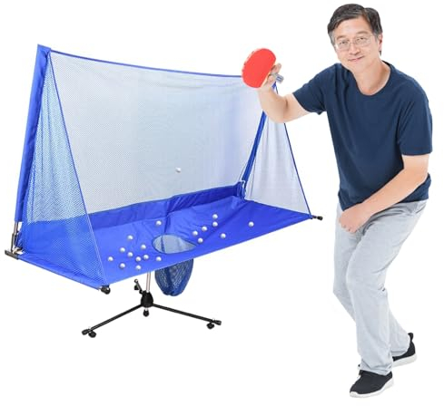 Tischtennisnetze Rollendes Tischtennis-Ballfangnetz Ausrüstungen, Teenager Kinder Erwachsene Blau Ping Pong Ball Sammelnetz Für Vereine Schule Haus, Tragbares Ballsammelsystem/ Sportgerät Mit Trichter