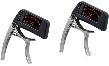 Toyvian 2stücke Elektronisches Stimmgerät Und Kapodaster Für Gitarre Ukulele Banjo Präziser Tuner Mit Lcd-display Und Analoger Anzeige Silber Hochsensibel Geeignet Für Akustik