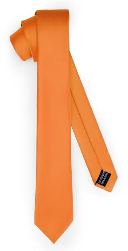Ladeheid Cravate classique pour hommes, mate, parfaite pour le travail et les festivités, couleurs variées - Idéale pour les réunions d'affaires, mariages TMM-5 (150cm x 5cm, Orange)