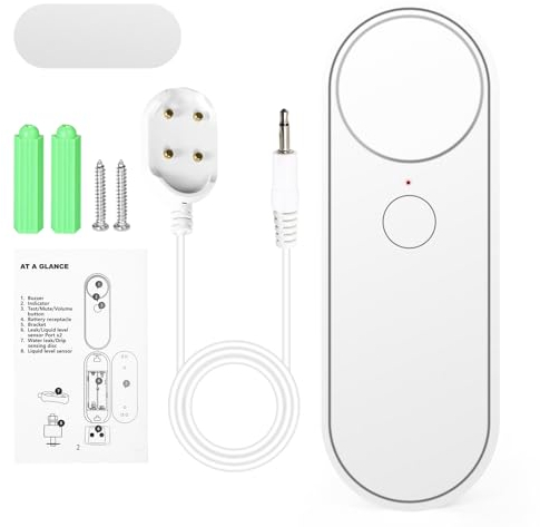 Ailao Detecteur de Fuite d'eau WiFi Detecteur Fuite d'eau Smart Tuya Détecteur de Fuite d'eau A la Maison Inondation 90dB Alarme sonore Longueur 2m sans Pile avec Surveillance à Distance.…