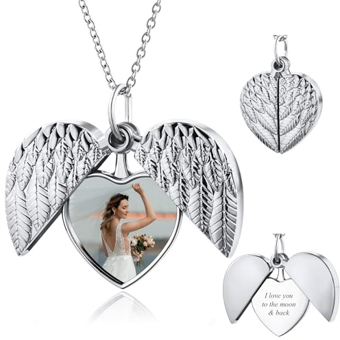 OTXIXTO Personalizzata Foto Argento Cuore Medaglione Collana per Donna Collana con Medaglione Memoriale con Immagine/Testo Interno Memoriale Sunshine Gioielli Regalo per Fidanzata Mamma (Stile B)