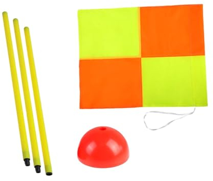rockible Fußball-Eckfahne, Fußball-Agility-Stangen, leuchtende Farben, Flagge, Trainingsgerät, Fußballfeld-Eckfahne für Spiele, 3 Stück Stangen, rote Basis