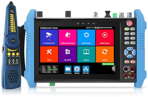 Henkion IPC-9800MOVTADHS Pro CCTV-Kameratester 8K 32MP IPC-Test 7-Zoll-IPS-Touchscreen-Monitor CCTV-Tester Unterstützung 4K 8MP HD-TVI CVI AHD SDI IP-Kameratest DMM OPM TDR POE RS485 WiFi HDMI VGA